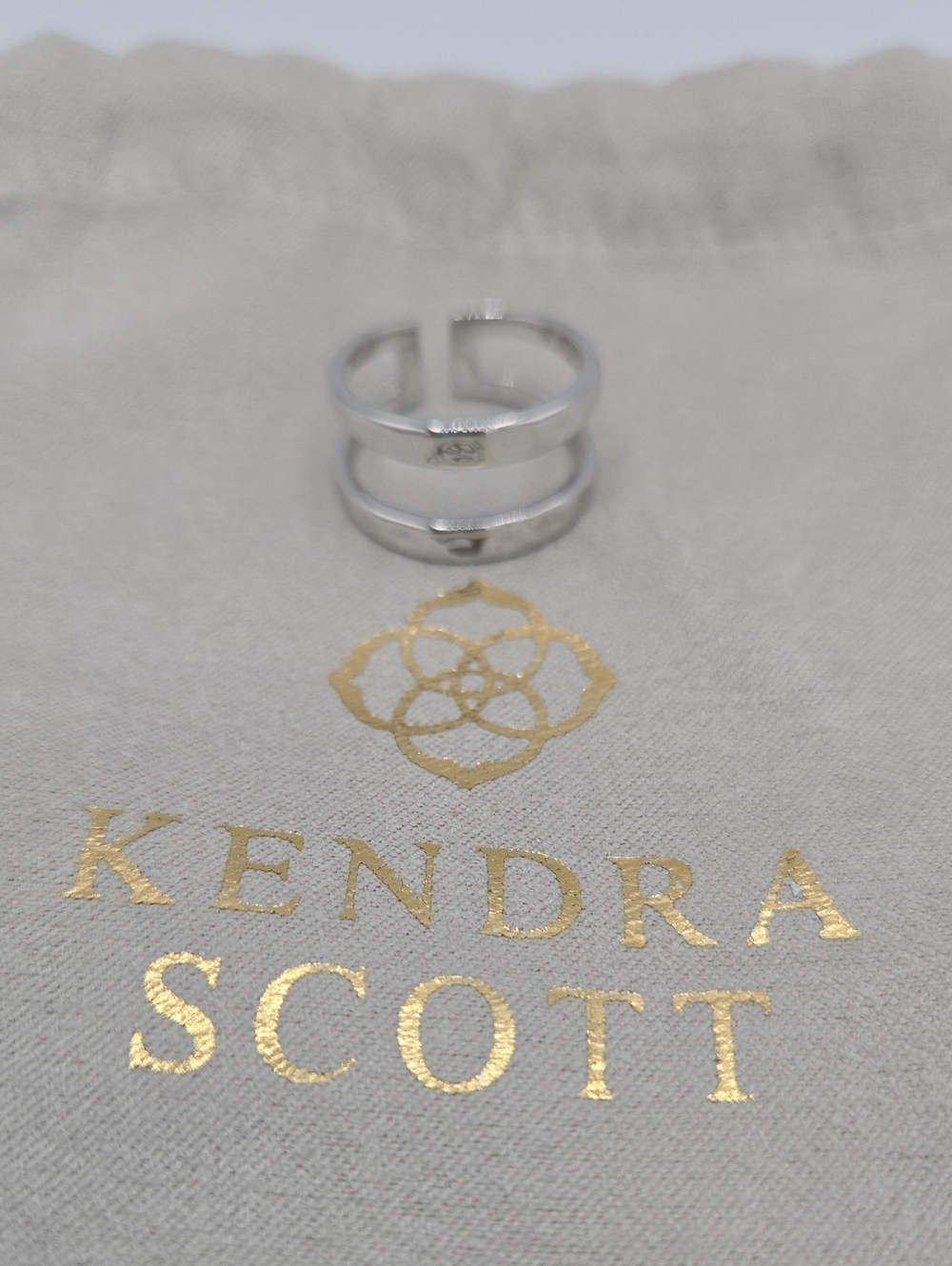 Kendra Scott Zorte Hammered Silver Double Band Ring